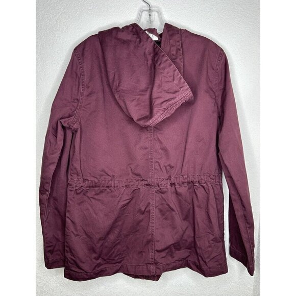 Loft Outlet Jacket Womens Medium Plum Field Jacket Cinch Tie Waist Cargo Pockets - Picture 2 of 12